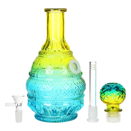 SeshGear Vintage Decanter Style Ombre Glass Water Pipe | Round Lotus | 10.5" | 14mm F | Colors Vary