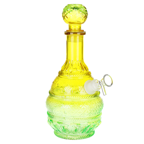 SeshGear Vintage Decanter Style Ombre Glass Water Pipe | Round Lotus | 10.5" | 14mm F | Colors Vary