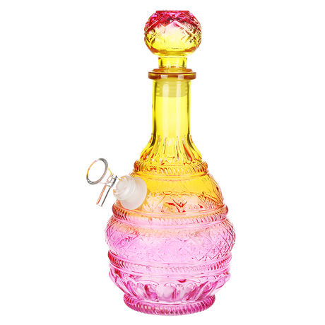 SeshGear Vintage Decanter Style Ombre Glass Water Pipe | Round Lotus | 10.5" | 14mm F | Colors Vary