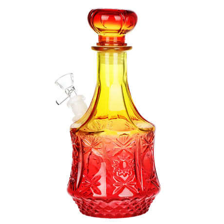 SeshGear Vintage Decanter Style Ombre Glass Water Pipe | Sun Flower | 9.5" | 14mm F | Colors Vary