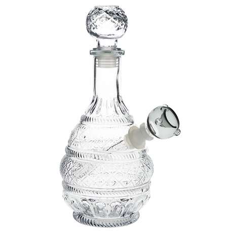 SeshGear Vintage Decanter Style Glass Water Pipe | Round Lotus | 10.75"  | 14mm F | Colors Vary