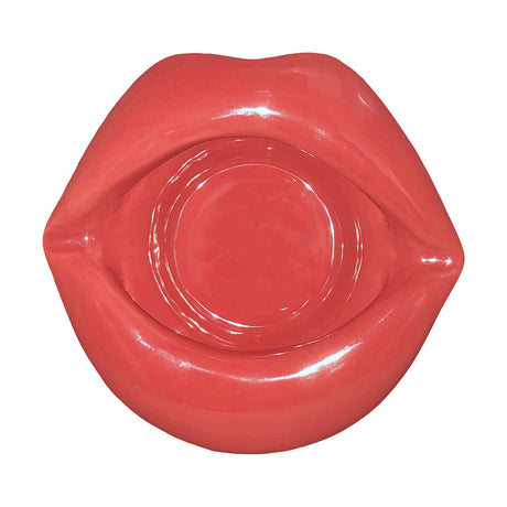 Ceramic Sexy Lips Ashtray in Red, 5"x5" Top View, Durable with Glossy Finish