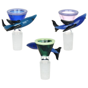 Sharky Herb Slide in 14mm Male variant, heat resistant borosilicate glass, front view on white background