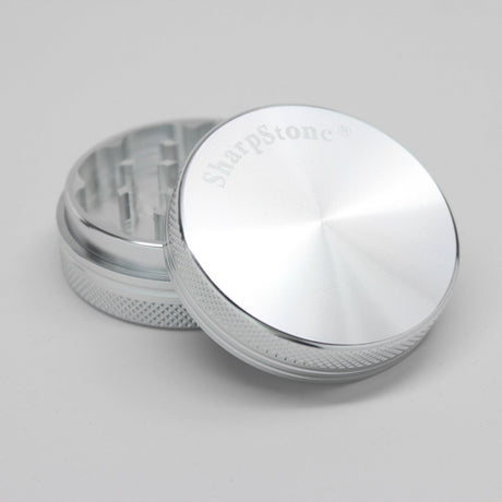 Sharpstone Hard Top 2-Piece Grinder in Silver, Compact Design for Dry Herbs - Front View
