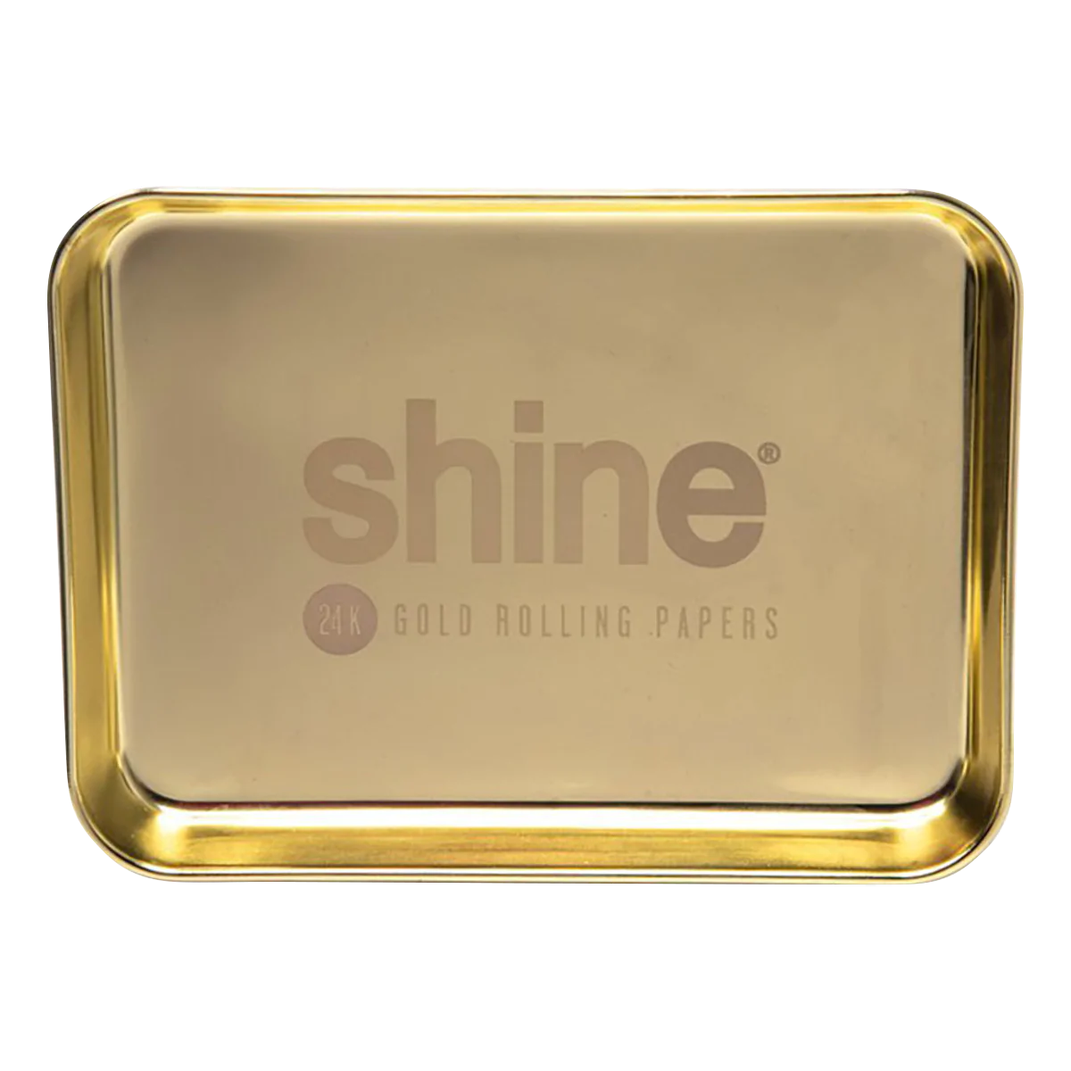 Shine Gold Rolling Tray for Dry Herbs, Compact Steel Design, Top View