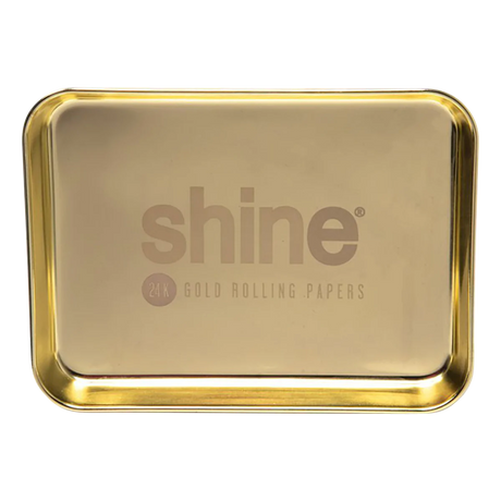 Shine Gold Rolling Tray for Dry Herbs, Compact Steel Design, Top View