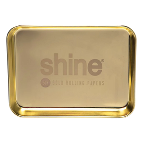 Shine Gold Rolling Tray for Dry Herbs, Compact Steel Design, Top View