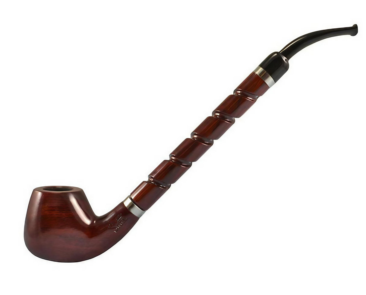 Shire Pipes Bent Brandy Sherlock Pipe in Brown, 10.5" Wooden Hand Pipe for Dry Herbs, Side View