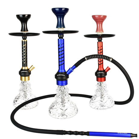 ShishaTech Jaxx Crystal Hookahs in 18" with 1-Hose option, available in multiple colors