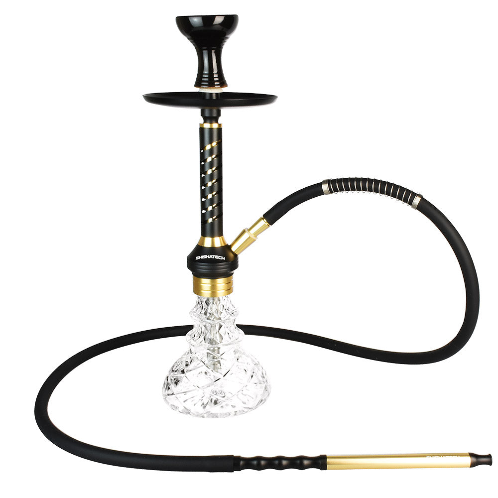 ShishaTech Jaxx Crystal Hookah 18" with 1-Hose - Front View on White Background