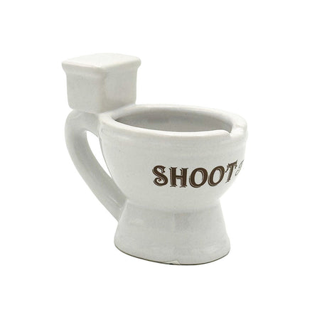 Shoot the Shit Ceramic Shot Glass - 4oz Toilet Design Front View