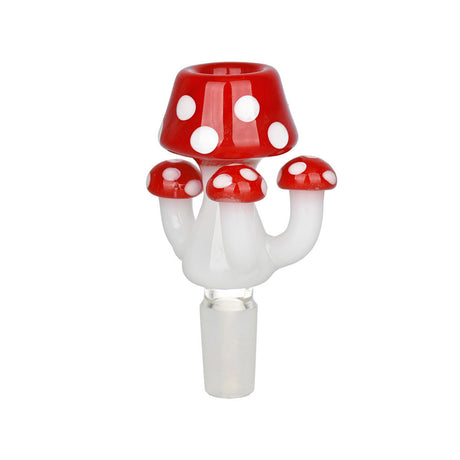 Mushroom Family Shroom Family Herb Slide in Red, 14mm Male Joint, Borosilicate Glass, Front View