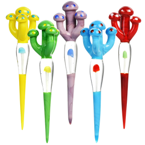 Assorted Shroom on Shroom Glass Dabbers, Borosilicate, 4.5" for Concentrates