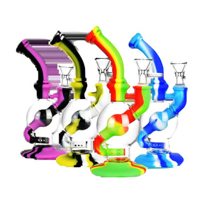 Assorted Silicone & Glass Dual Chamber Water Pipes with In-Line Percolators