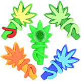 Hemp Leaf Silicone Hand Pipe | 3" | Assorted Colors | 5ct Bundle