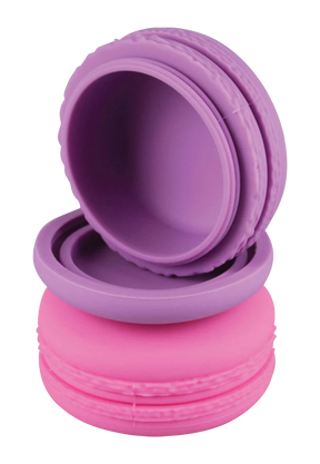 Assorted colors silicone macaron wax containers 4 pack, easy to open, non-stick for concentrates