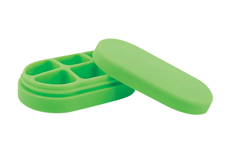 Silicone Multi-Drawer Concentrate Container in Lime Green, Open View, 4" x 2" Size
