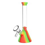 Silicone on Glass Beaker Water Pipe | 6" | 14mm F | Assorted Colors | 6ct Bundle