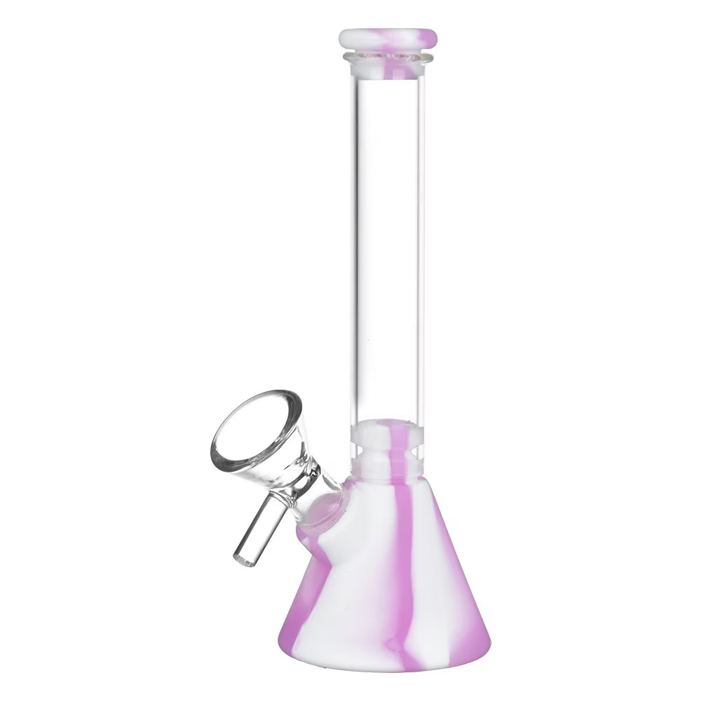 Silicone on Glass Beaker Water Pipe | 6" | 14mm F | Assorted Colors | 6ct Bundle