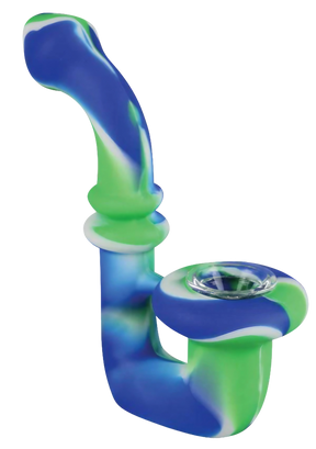 Colorful Silicone Saxophone Sherlock Hand Pipe with Glass Bowl, Durable & Portable