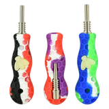 Colorful Silicone Vapor Straws with Titanium Tips - UV Reactive Glow Bee Design