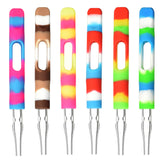 Colorful silicone wrapped dab straws with glass tips, 6" size, portable and compact design