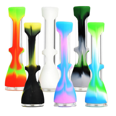 Assorted Silicone Wrapped Taster Bats, 3.5" Borosilicate Glass Chillums, Front View