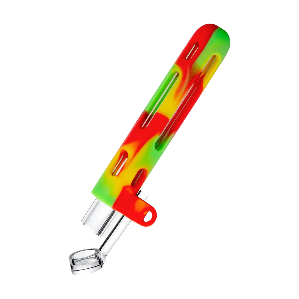 PILOT DIARY 2 IN 1 Concentrate Taster Pipe in GREEN/YELLOW/RED with Keychain - Angled View