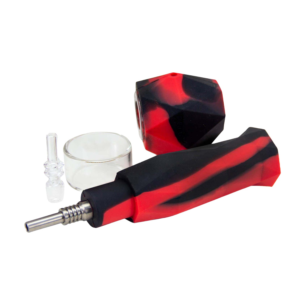 PILOT DIARY 2-in-1 Silicone Honey Straw Pipe in Red & Black - Easy to Clean Design
