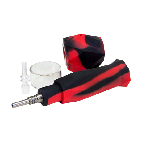 PILOT DIARY 2-in-1 Silicone Honey Straw Pipe in Red & Black - Easy to Clean Design