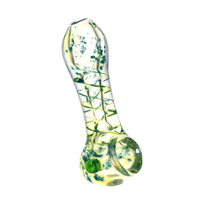 Compact Silver Fumed Corkscrew Pattern Spoon Pipe, 3.5" Borosilicate Glass, Angled View