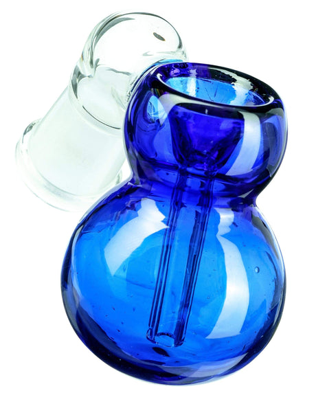 14mm Female Simple Ashcatcher in Blue Borosilicate Glass, 45 Degree Angle View