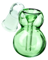 Clear and green Simple Ashcatcher, 14mm female joint at 45 degrees, made of borosilicate glass