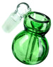 14mm Male Green Simple Ashcatcher in Borosilicate Glass, Side View on White Background