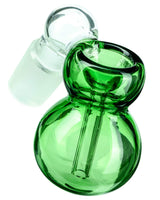 Clear and Green Simple Ashcatcher, 18mm Male Joint at 45 Degree Angle, Borosilicate Glass