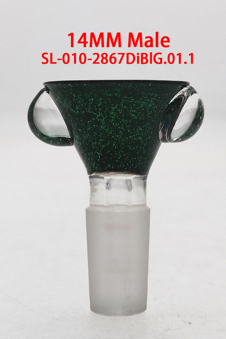 Thick Ass Glass Single Hole Slide with Multi-Marble Handle in Black/Green for 14MM Male Joint