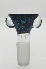 Thick Ass Glass Single Hole Slide with Multi-Marble Handle in Black/Blue, 14MM Male Joint - Front View