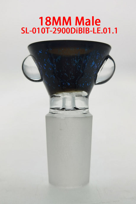 Thick Ass Glass Single Hole Slide with Multi-Marble Handle in Blue/Black - 18MM Male Front View
