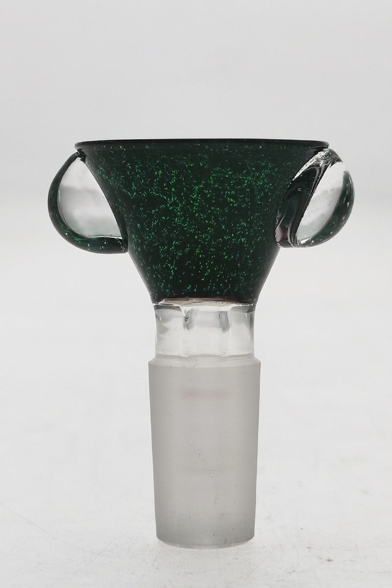 Thick Ass Glass - 14MM Male Single Hole Slide with Green Multi-Marble Handle