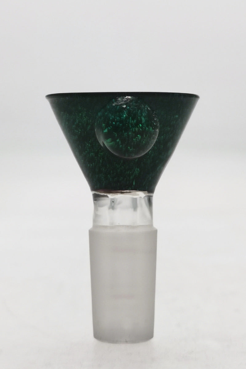 Thick Ass Glass Single Hole Slide w/ Multi-Marble Handle in Green, 14MM Male, Front View