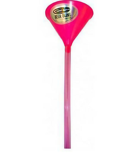 Single-Hose Head Rush Pink Beer Bong Funnel, 2-ft long, front view on white background
