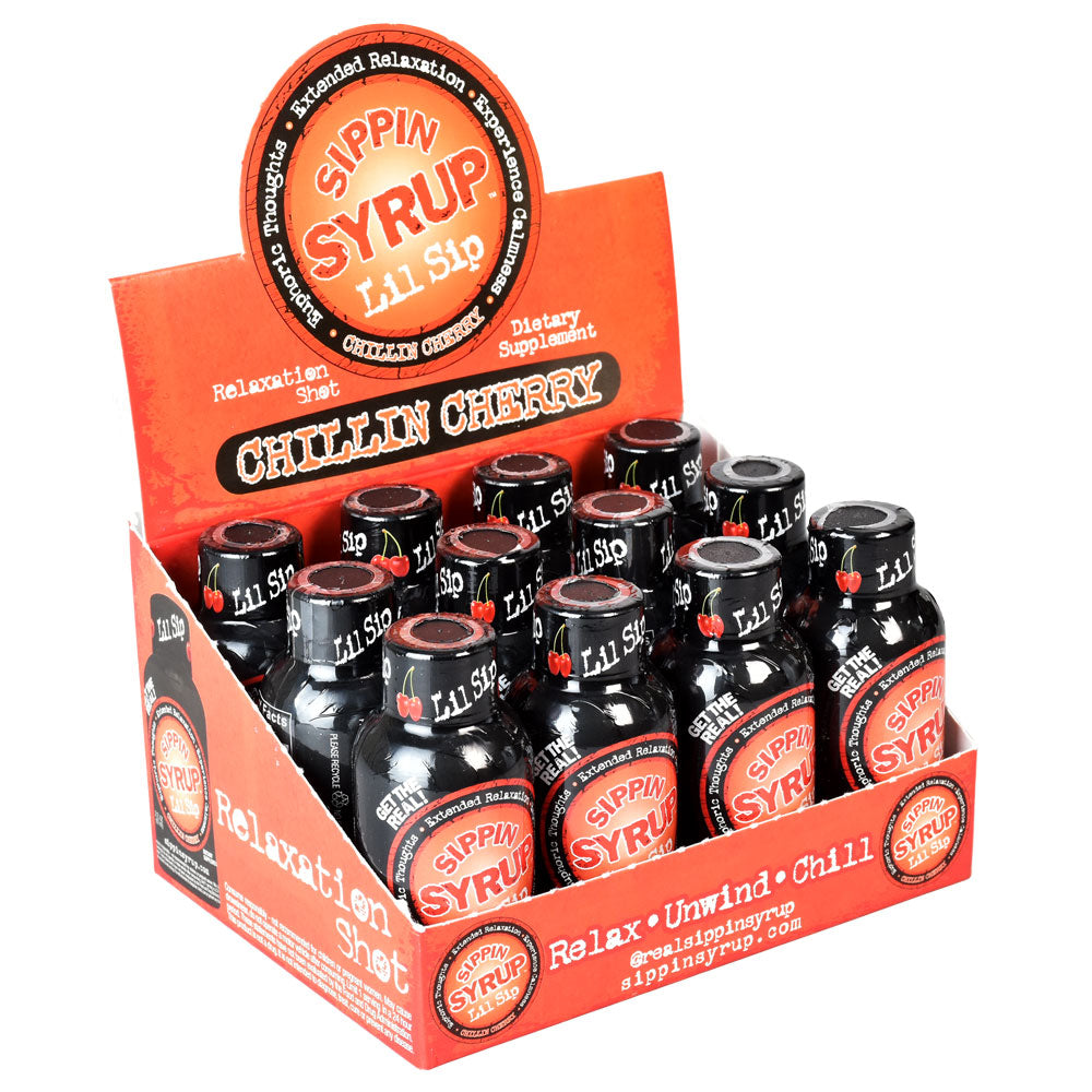 Sippin Syrup Lil Sip Relaxation Shot, Chillin Cherry flavor, 2oz bottles in 12pc display box