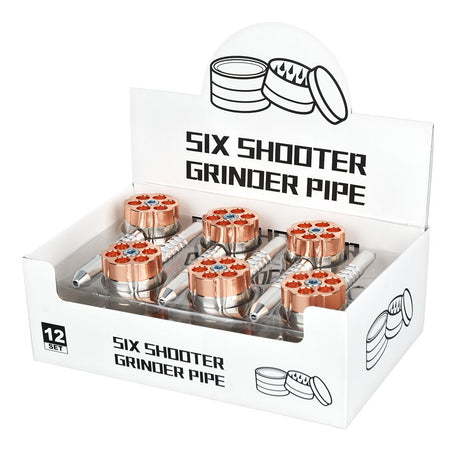 Six Shooter Aluminum Hand Pipe + Grinder | 4.5" | 12ct Display