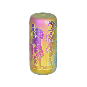 Skeleton Symposium Borosilicate Glass Hand Pipe, 4.25" with Unique Artwork - Front View