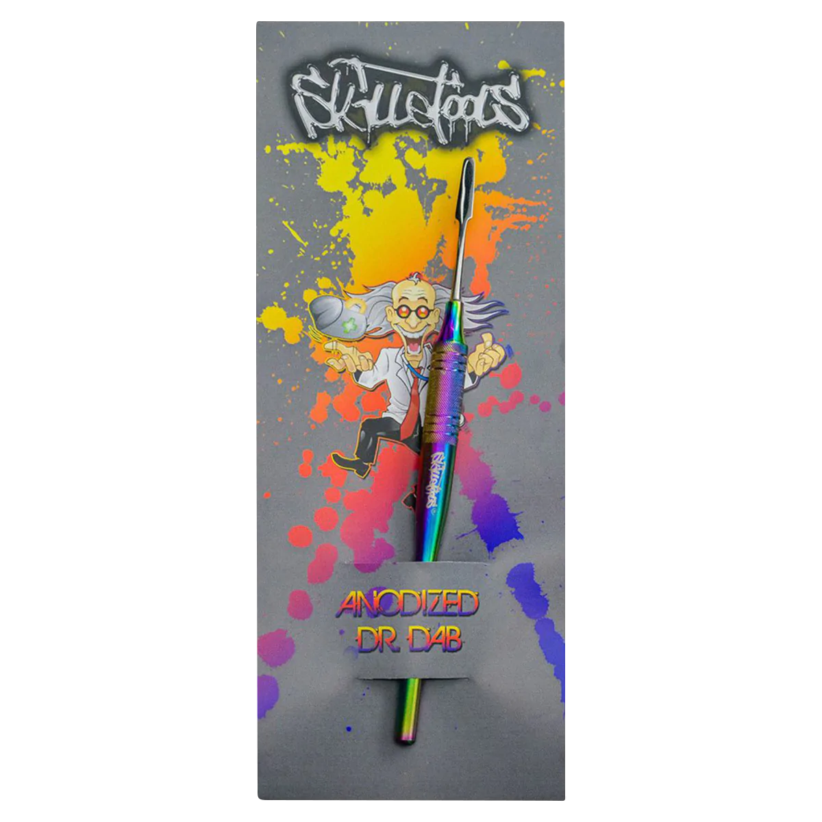 Skilletools Anodized Dr. Dab Tool in Rainbow, 6" Titanium Dabber for Concentrates, Front View