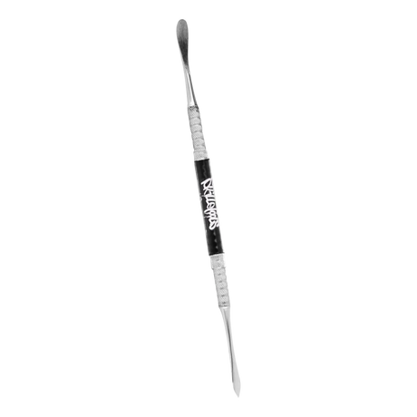 Skilletools Classic Series Metal Dab Tool, silver, angled view, compact and portable