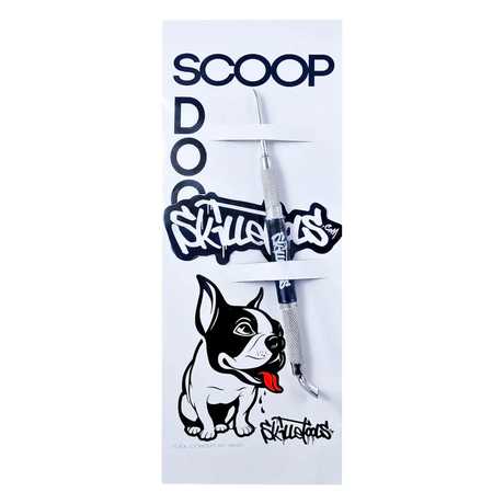 Skilletools Scoop Dog metal dab tool for concentrates, compact 6" size, front view on white background
