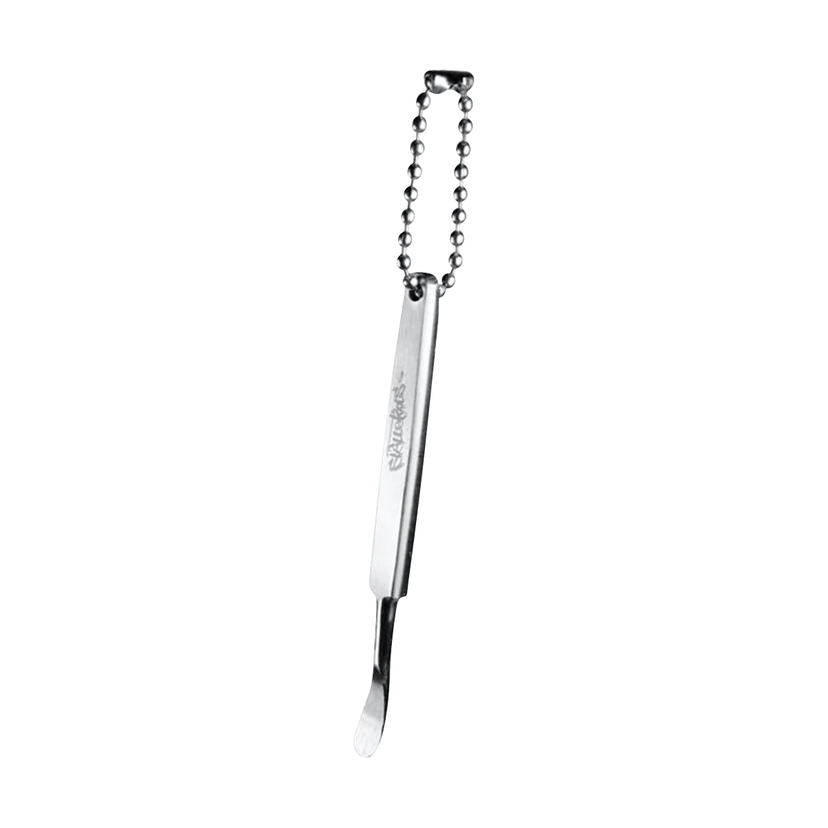 Skilletools Classic MINI Dab Tool with keychain, silver, compact design, side view