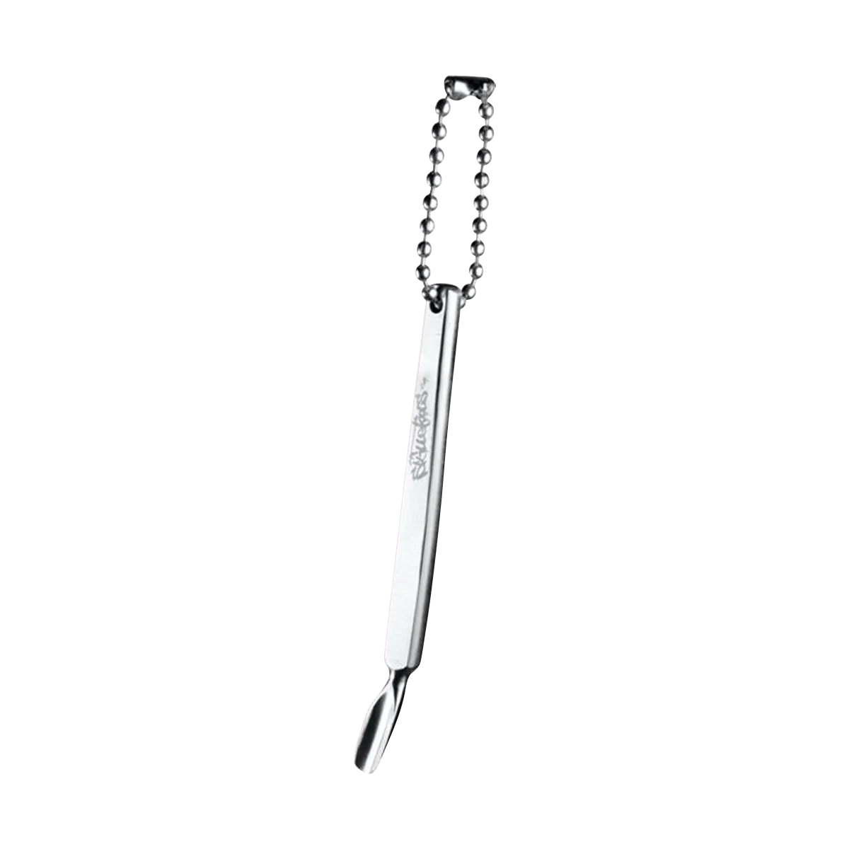 Skilletools Classic Series MINI Dab Tool in silver with keychain, angled view on white background