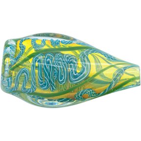 LA Pipes 'Skipping Stone' Inside-Out Chillum in Green Hues, Borosilicate Glass, 2.5 inch